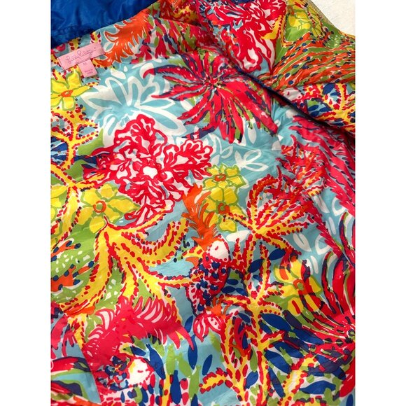 Lily Pulitzer Allie Packable Down Puffer Vest Brewster Blue Gold Zipper Size M - Picture 8 of 12